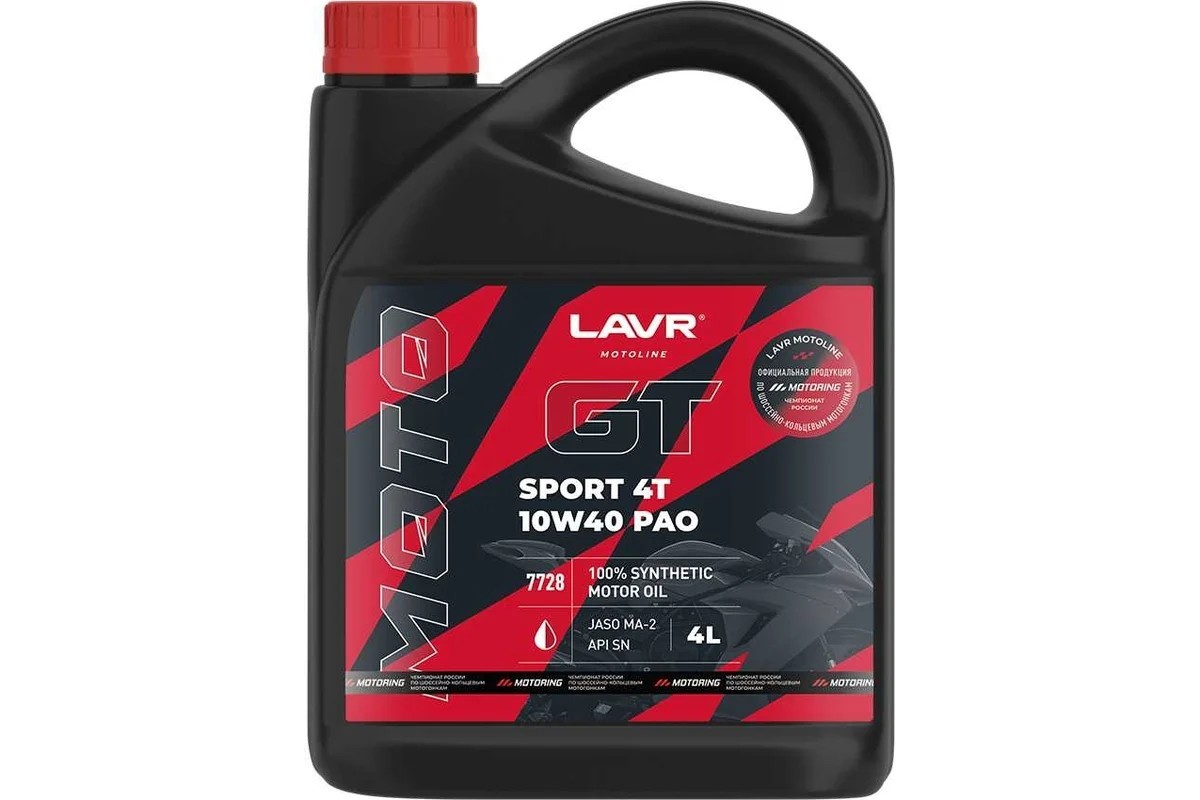 Масло моторное Lavr moto GT Sport 4T 10w40 SN 4л Ln7728